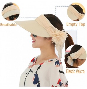 Sun Hats Floppy Summer UPF50+ Foldable Sun Beach Hats Accessories Wide Brim for Women - Beige Empty Top - C4182S4L2UK