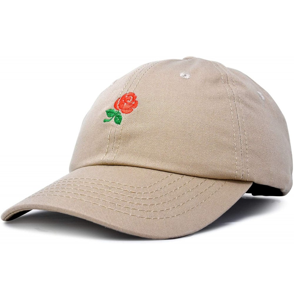 Baseball Caps Women's Rose Baseball Cap Flower Hat - Khaki - CQ180YQ9K30