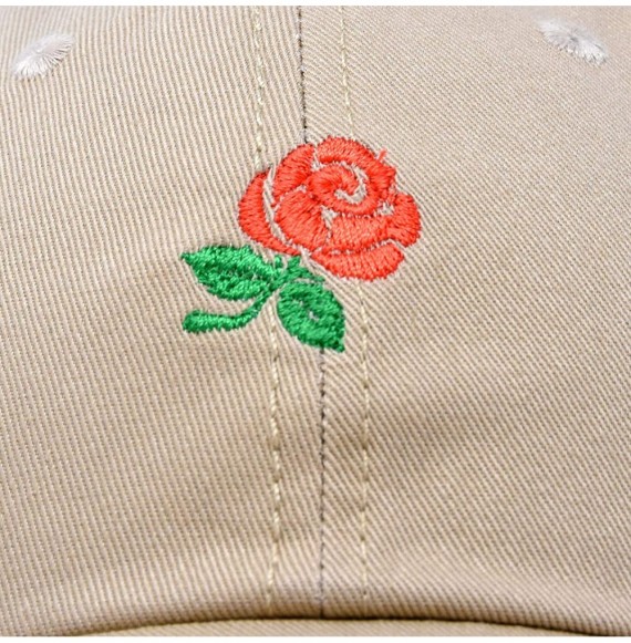 Baseball Caps Women's Rose Baseball Cap Flower Hat - Khaki - CQ180YQ9K30