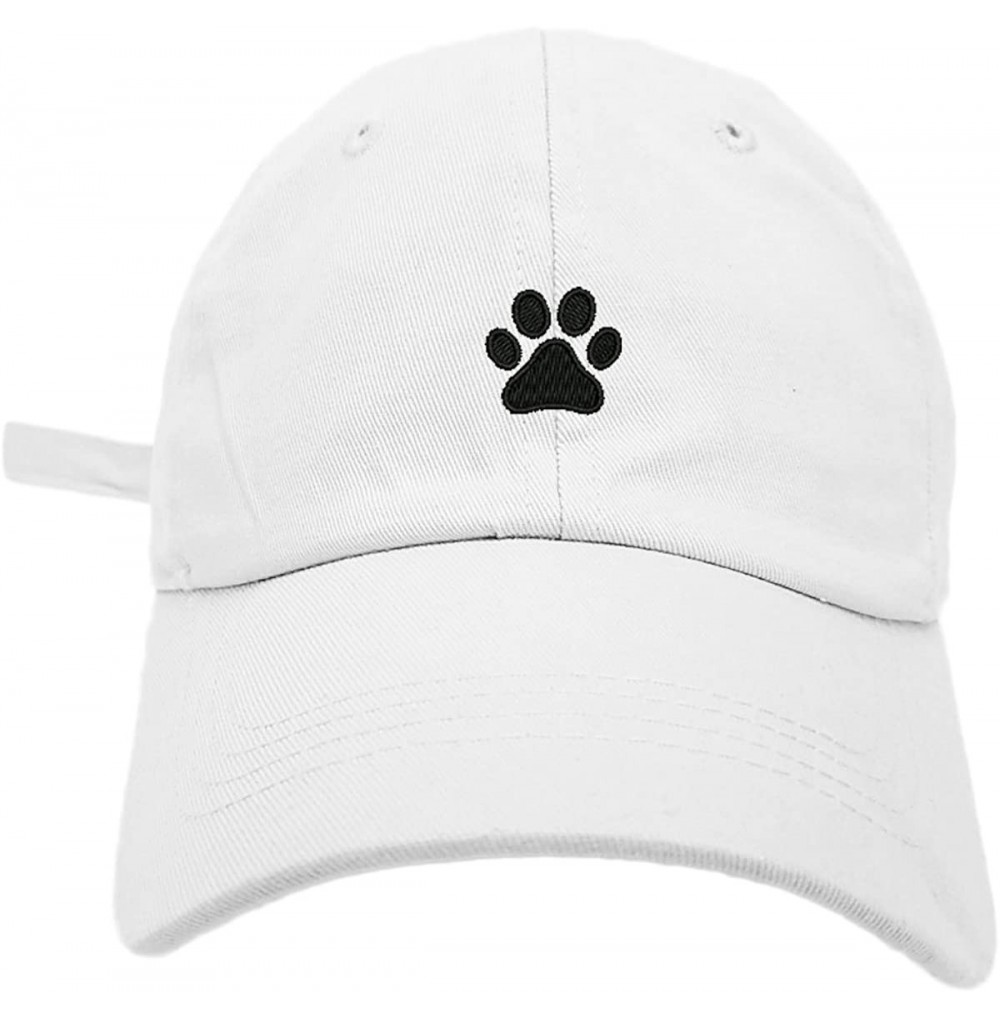 Baseball Caps Dog Paw Style Dad Hat Washed Cotton Polo Baseball Cap - White - CV188OIKNK2