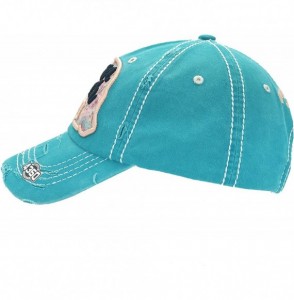 Baseball Caps Womens Baseball Cap Washed Distressed Vintage Adjustable Polo Style Dad hat - Turquoise - CU18YG2QXKI
