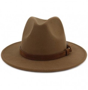 Bucket Hats Wide Brim Vintage Jazz Hat Women Men Belt Buckle Fedora Hat Autumn Winter Casual Elegant Straw Dress Hat - CN18WX...