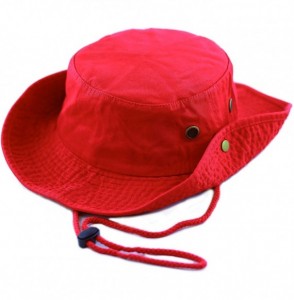 Sun Hats 100% Cotton Stone-Washed Safari Wide Brim Foldable Double-Sided Sun Boonie Bucket Hat - Red - CN12O32WBOJ