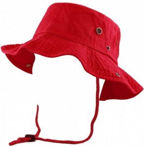 Sun Hats 100% Cotton Stone-Washed Safari Wide Brim Foldable Double-Sided Sun Boonie Bucket Hat - Red - CN12O32WBOJ