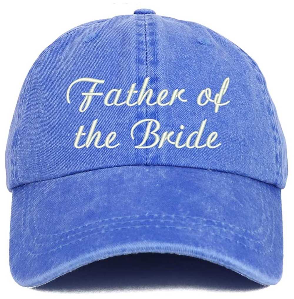 Baseball Caps Father of The Bride Embroidered Washed Cotton Adjustable Cap - Royal - C918SRXEWSZ