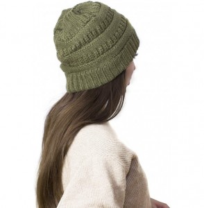 Skullies & Beanies Slouchy Beanie Winter Hats for Women Thick Warm Soft Chunky Cable Knit Hat Ski Cap - Green - C718YXSEET3