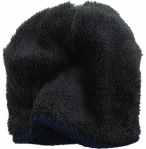 Skullies & Beanies Men Women Knit Winter Warmers Hat Daily Slouchy Hats Beanie Skull Cap - 3.2) Sherpa Beanie Navy - CF18H2CDA50