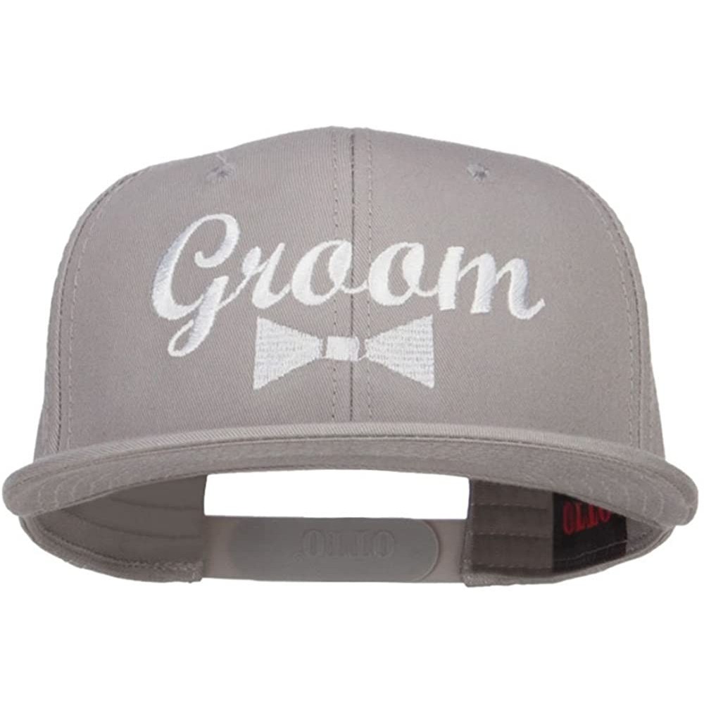 Baseball Caps Groom Bow Tie Embroidered Cotton Snapback - Grey - C212IRAP62R