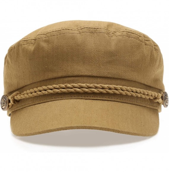 Newsboy Caps Women's 100% Cotton Mariner Style Greek Fisherman's Sailor Newsboy Hats with Comfort Elastic Back - Olive - C118...