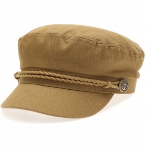 Newsboy Caps Women's 100% Cotton Mariner Style Greek Fisherman's Sailor Newsboy Hats with Comfort Elastic Back - Olive - C118...