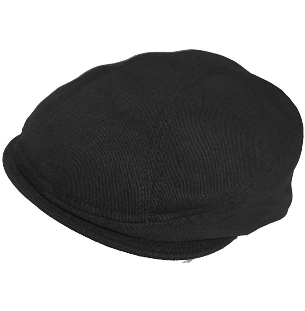 Newsboy Caps Made in USA Euro Cut Cotton Halo Ivy Cap Driver Flat Hat Scally - Black - CS12FA9G2XP