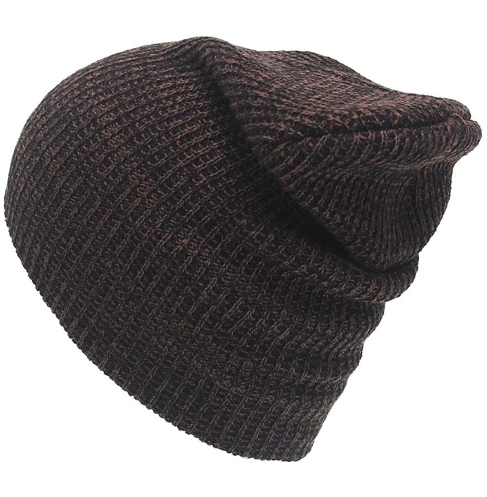 Skullies & Beanies Fashion Unisex Baggy Beanies Knitted Crochet Ski Hat Winter Warm Braided Turban Headdress Cap - Coffee - C...