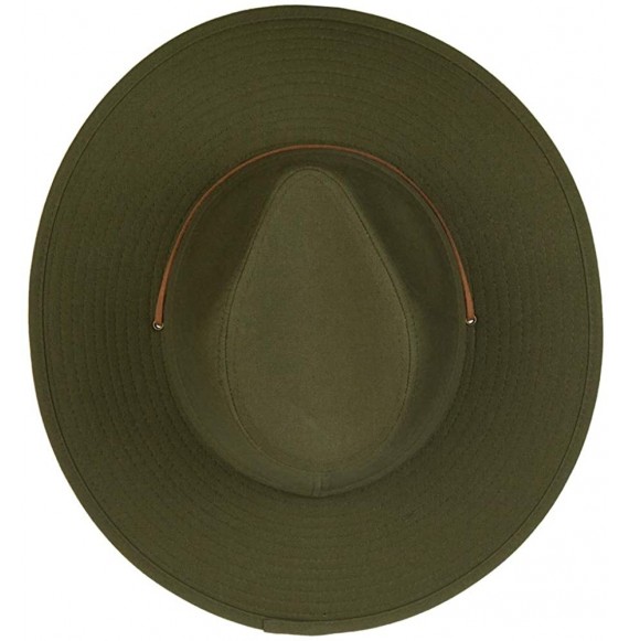 Fedoras Men's Cotton Canvas Outback Style Fedora Hat - Olive - CI18TYDXE3I