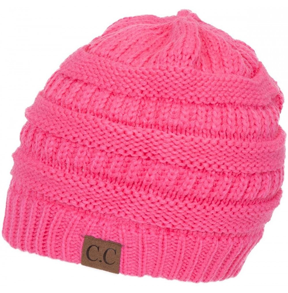 Skullies & Beanies Women's Thick Soft Knit Beanie Cap Hat - Candy Pink - CR187GCMAMR