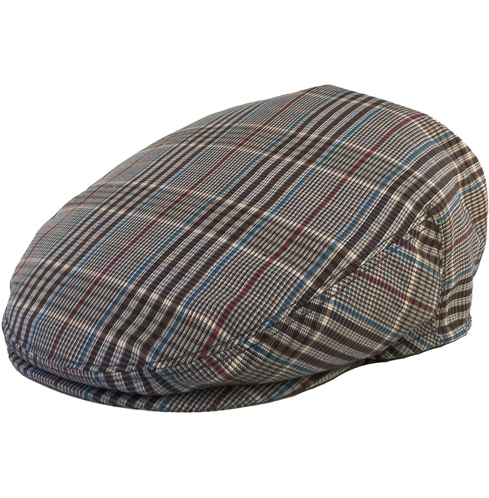 Newsboy Caps Summer Plaid Ivy Scally Driver Cap Polyester Flat Hat - Brown / Blue - CF18WDNKDNG
