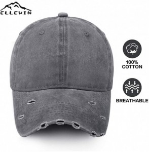 Baseball Caps Unisex Classic Plain Baseball Cap Adjustable Unstructured 6 Panel Dad Hats - A-chic Ripped-grey New-m/L - C0192...