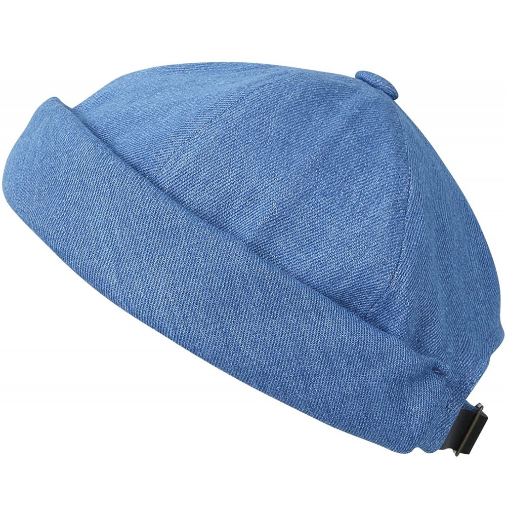 Skullies & Beanies Howels Denim Cotton Short Beanie Strapback Casual Hat Soft Cap - Light Blue - CW188OTTRAI
