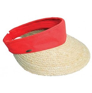 Visors Women's Raffia Visor with Dyed Cotton Crown - Coral - CT11C8I4VQX