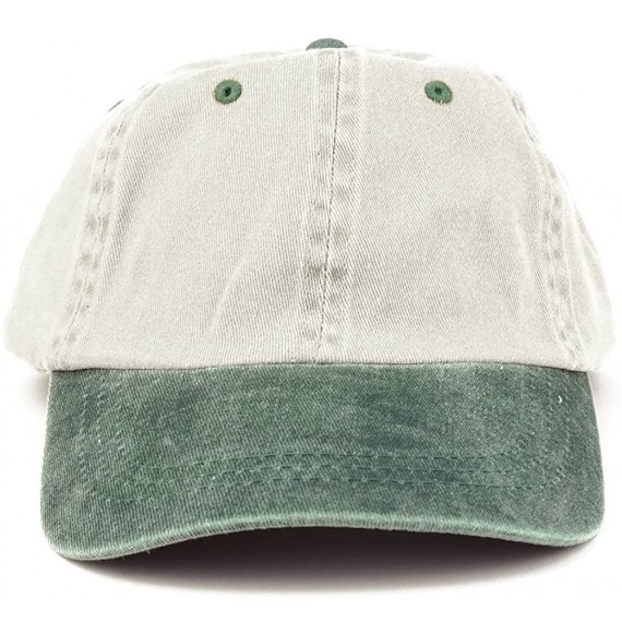 Baseball Caps Low Profile Blank Two-Tone Washed Pigment Dyed Cotton Dad Cap - Beige Green - C912O9SS0AC