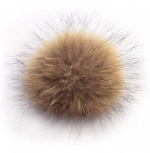 Skullies & Beanies Winter Soft Stretch Knitted Warm Beanie hat for Women Real Fur Raccoon pom pom Hat Ski Cap - Pink - C618IY...