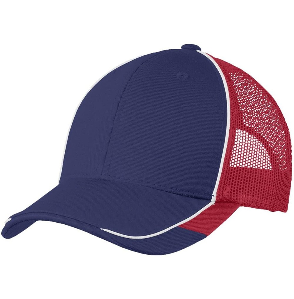 Baseball Caps Men's Colorblock Mesh Back Cap - Blue Crush/ White/ Deep Red - CF11NGRO7YB