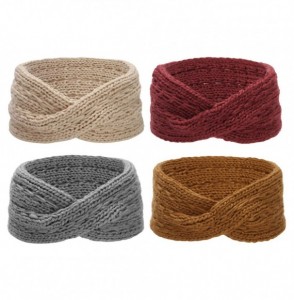 Cold Weather Headbands 4pcs Winter Warm Headbands Soft Stretch Knitted Head Wraps Winter Ear Warmers for Women Girls - 4pcs/A...