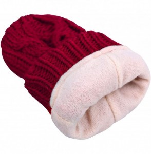 Skullies & Beanies 3 in 1 Women Soft Warm Thick Cable Knitted Hat Scarf & Gloves Winter Set - Red Gloves W/ Lined - C8183CY735G