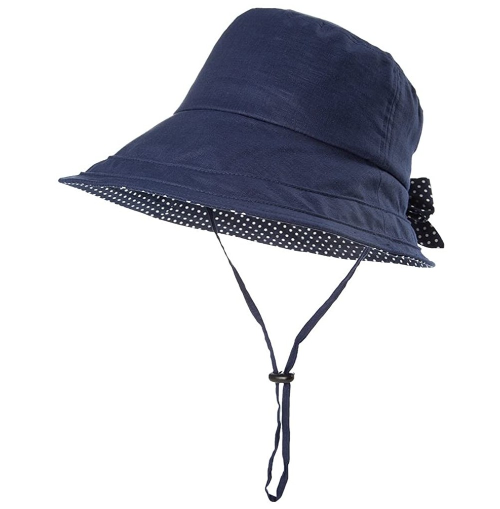 Sun Hats Packable Sun Bucket Hats for Women with String Beach SPF Protection Bonnie Gardening 55-59cm - Navy_89009 - CO18CYI83G4