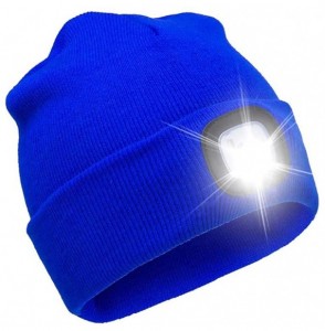 Skullies & Beanies Ultra Bright LED Unisex Lighted Beanie Cap/Winter Warm hat （USB charging） - Blue - C4186W643IG