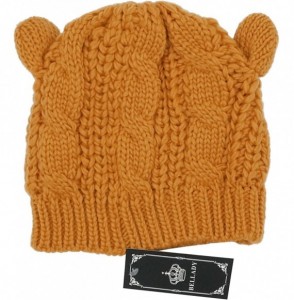 Skullies & Beanies Women's Hat Cat Ear Crochet Braided Knit Caps - Yellow - CW12LTSRV2N
