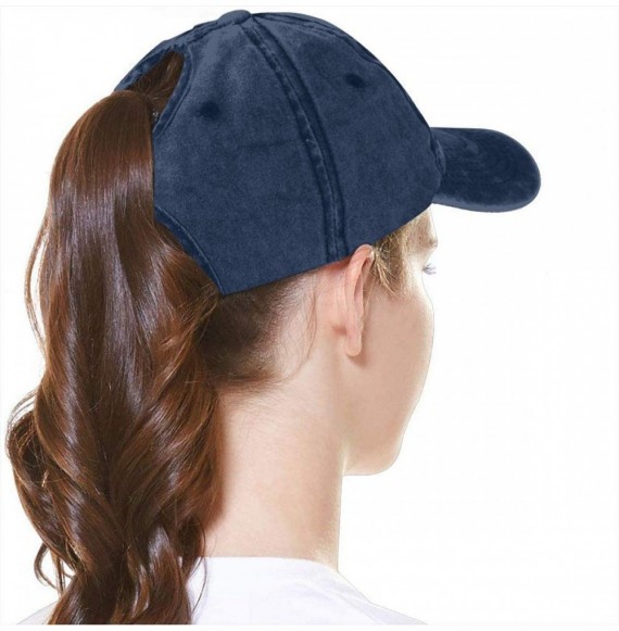 Baseball Caps Unisex Mama Bear Denim Hat Adjustable Washed Dyed Cotton Dad Baseball Caps - Ponytail Navy - C7197KLL9ZH