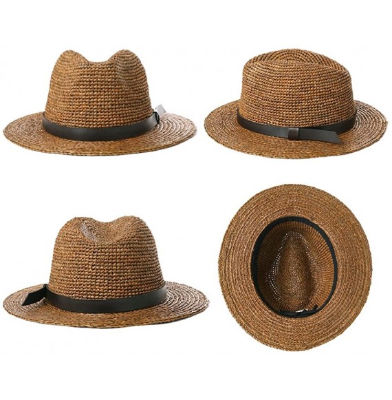 Fedoras Womens Straw Fedora Brim Panama Beach Havana Summer Sun Hat Party Floppy - 99714_tan - CF18HM3LC22