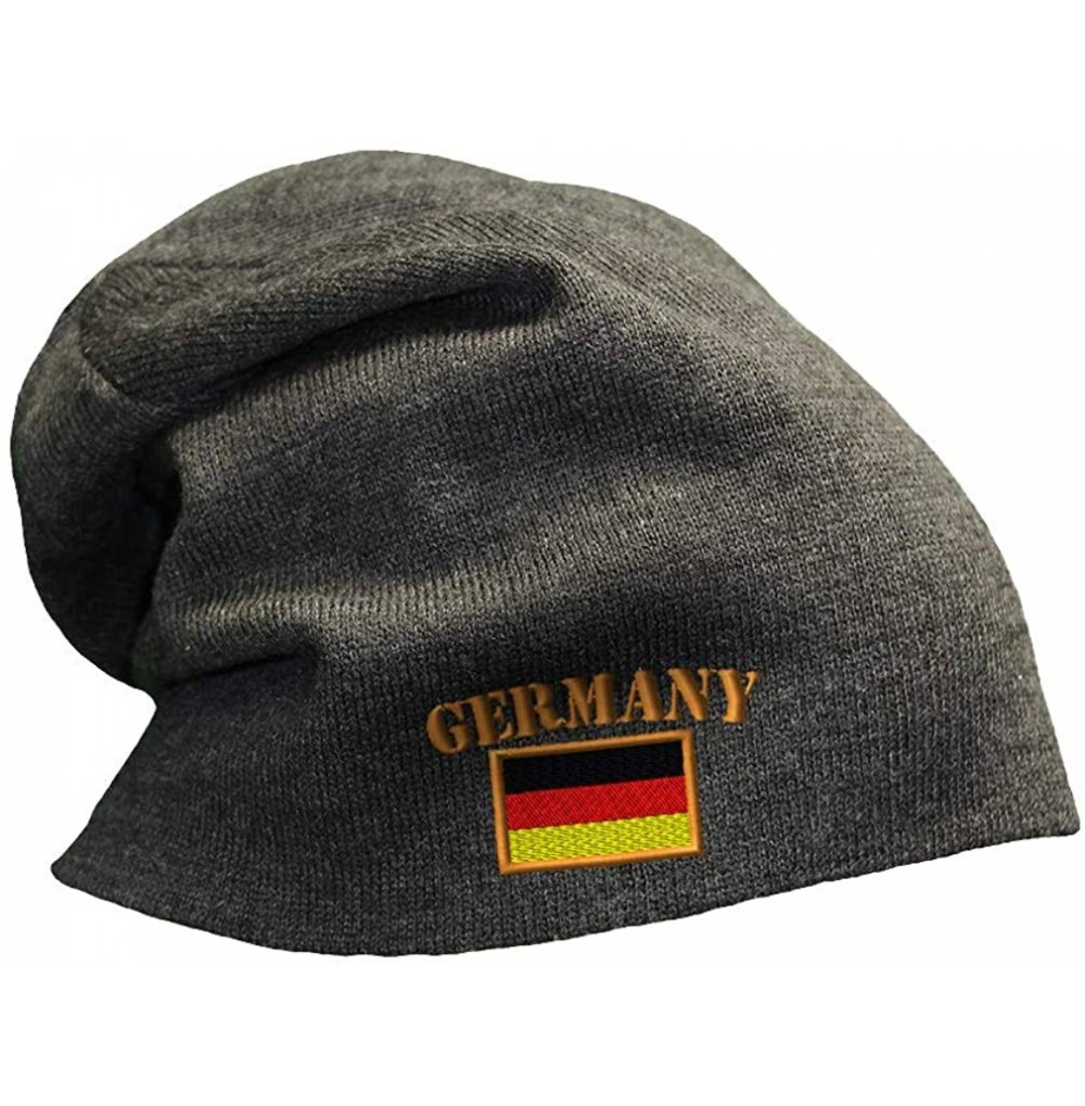 Skullies & Beanies Slouchy Beanie for Men & Women Germany Flag Embroidery Skull Cap Hats 1 Size - Dark Grey - CO12FJPAHEZ