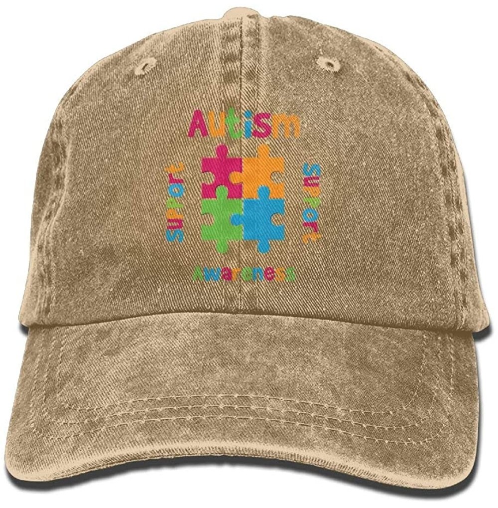 Baseball Caps Autism Awareness Support Love Adult Sport Adjustable Baseball Cap Cowboy Hat - Natural - C7187DI00AU