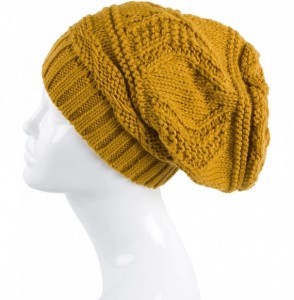 Skullies & Beanies Knit Slouchy Oversized Soft Warm Winter Beanie Hat - Mustard - CG12MRKZSQ3