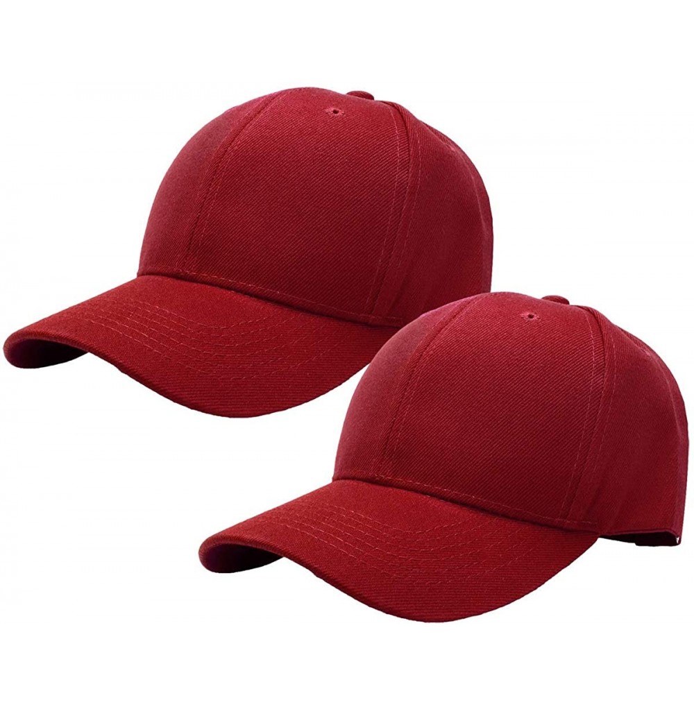 Baseball Caps 2pcs Baseball Cap for Men Women Adjustable Size Perfect for Outdoor Activities - Burgundy/Burgundy - C6195CQY6RX