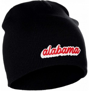 Skullies & Beanies Classic USA Cities Winter Knit Cuffless Beanie Hat 3D Raised Layer Letters - Alabama Black - White Red - C...