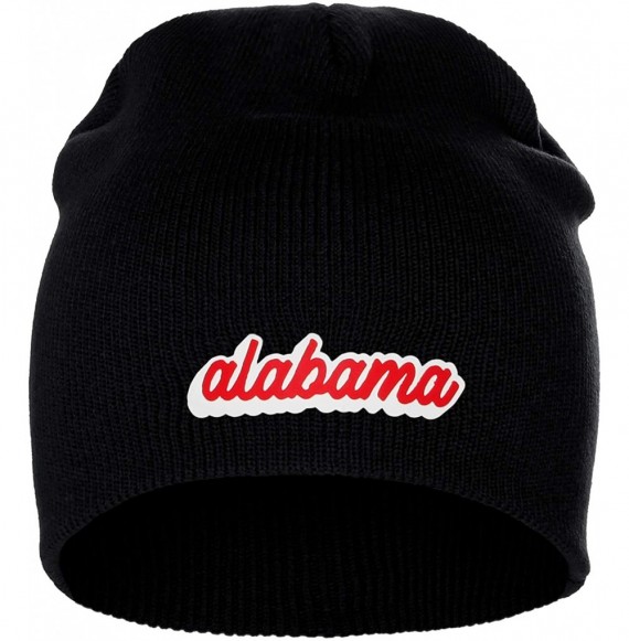 Skullies & Beanies Classic USA Cities Winter Knit Cuffless Beanie Hat 3D Raised Layer Letters - Alabama Black - White Red - C...