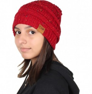 Skullies & Beanies Knit Beanie Trendy Warm Chunky Thick Soft Warm Winter Hat Beanie Skully - Confetti Red - CE189LC5WWS