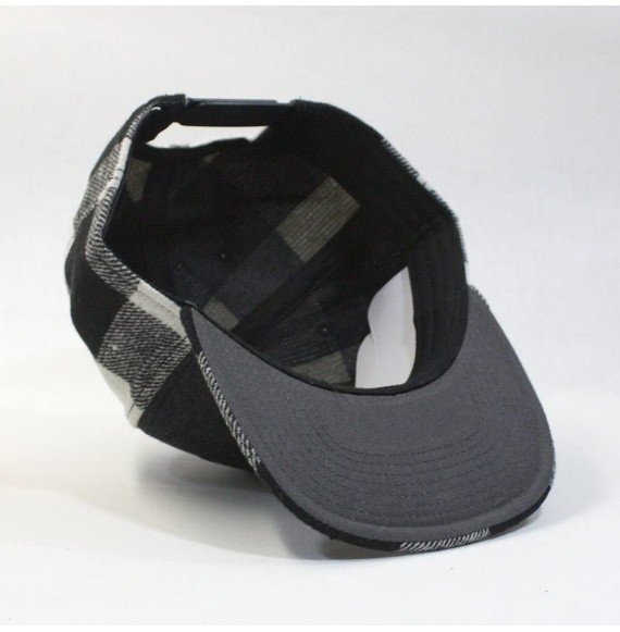 Baseball Caps Premium Wool Blend Plaid Adjustable Snapback Baseball Cap - Heather Black/Black - C112MS8DNCP