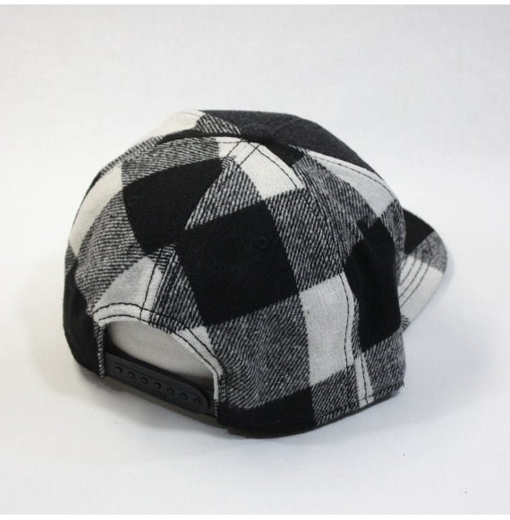 Baseball Caps Premium Wool Blend Plaid Adjustable Snapback Baseball Cap - Heather Black/Black - C112MS8DNCP