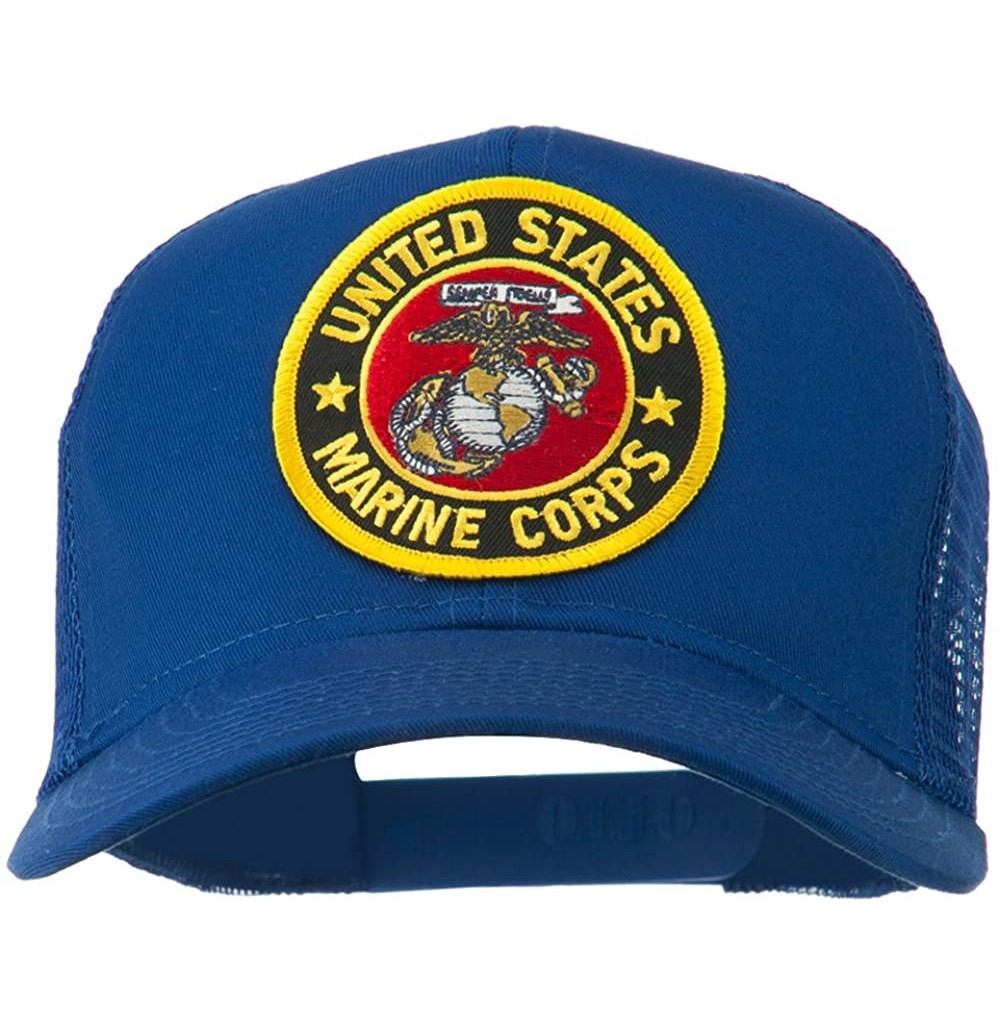 Baseball Caps Round US Marine Corps Patched Mesh Cap - Royal - C611RNPOIHX