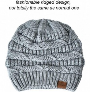 Skullies & Beanies Knit Beanie Hat for Women Oversize Chunky Winter Slouchy Beanie Hats Ski Cap - Dark Grey/Camel - CC18ADSN050