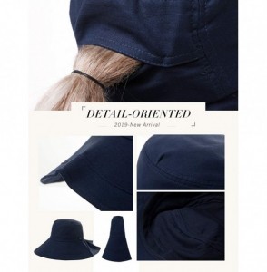 Sun Hats Summer Bill Flap Cap UPF 50+ Cotton Sun Hat with Neck Cover Cord for Women - 00020_navy(with Face Shield) - CN12E6X5GNJ