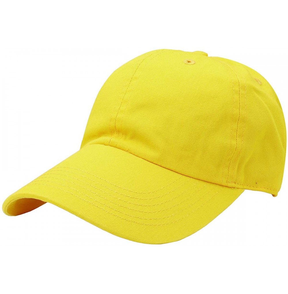 Baseball Caps Classic Baseball Cap Dad Hat 100% Cotton Soft Adjustable Size - Yellow - CR18Y8I9YA6