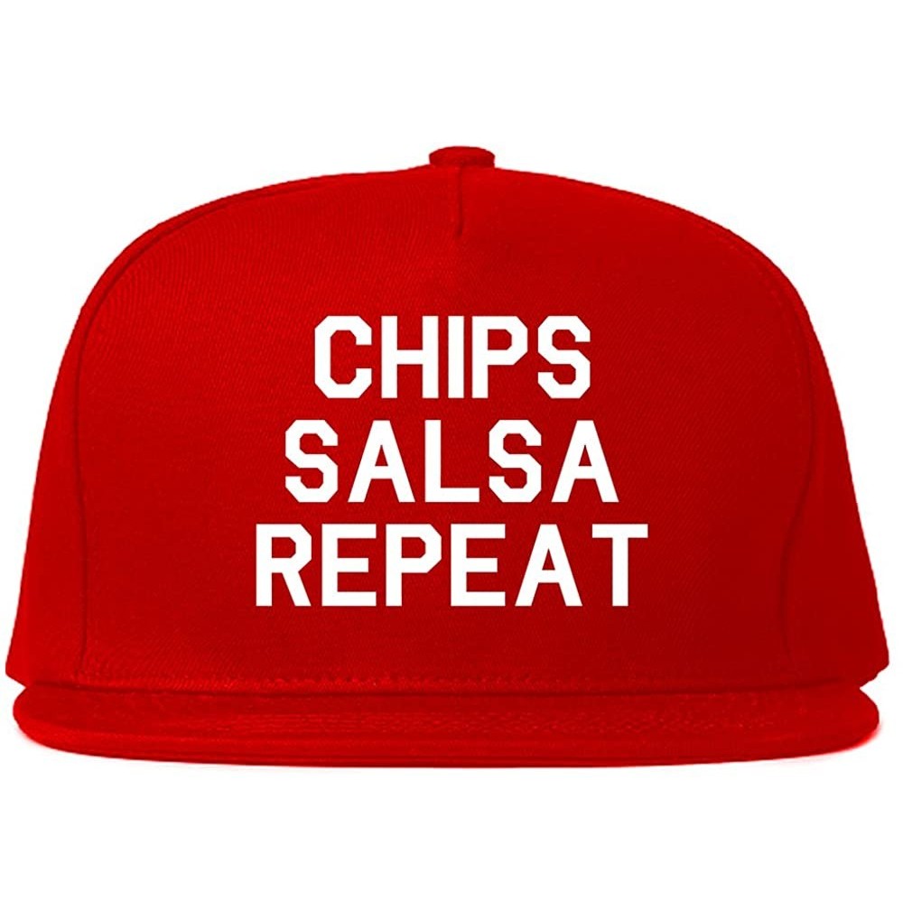 Baseball Caps Chips Salsa Repeat Funny Food Snapback Hat Cap - Red - CN188MSLLDU
