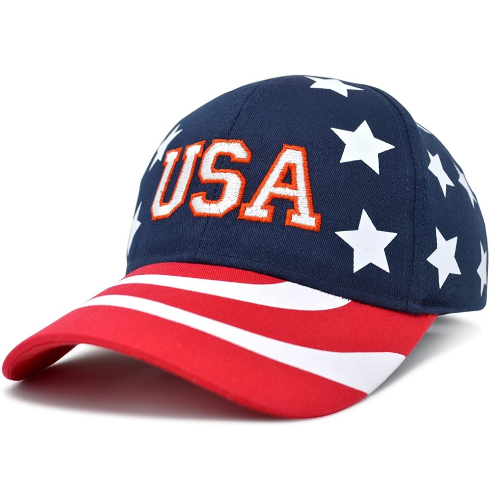 Baseball Caps USA Baseball Cap Flag Hat Team US America Navy Red White Blue Gray Khaki Black - Stars and Stripes - C318DDKRLWO