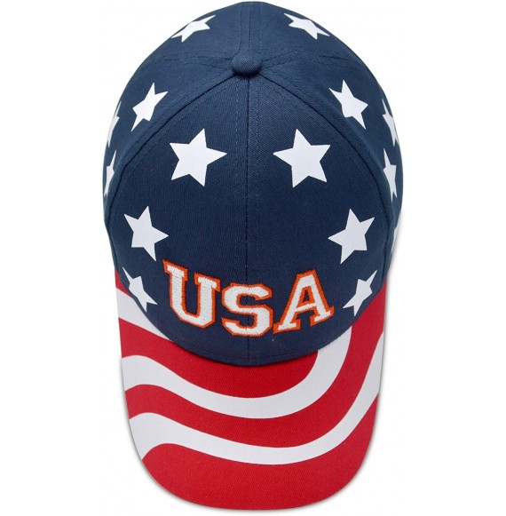 Baseball Caps USA Baseball Cap Flag Hat Team US America Navy Red White Blue Gray Khaki Black - Stars and Stripes - C318DDKRLWO