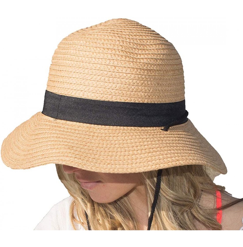 Sun Hats Amber Hiking Hat Women with Chin Strap Tan Large Head Hat for Women Packable - C312EGTQJNT