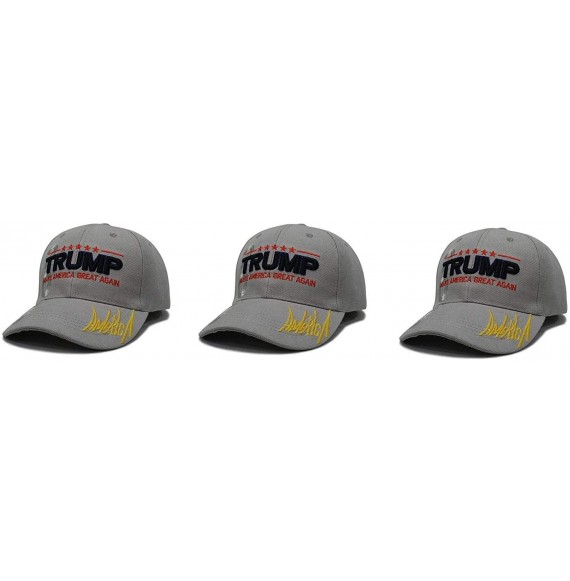 Baseball Caps Make America Great Again Hat [3 Pack]- Donald Trump USA MAGA Cap Adjustable Baseball Hat - V4 Grey - CQ18QRNRW5Q
